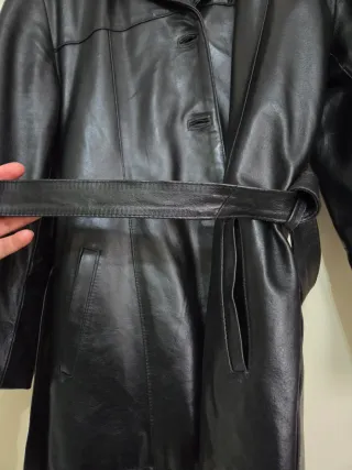 Cappotto donna in pelle nero MASTERPELLE