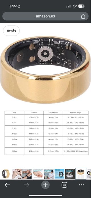 Anillo Inteligente Vikye Oro Talla 7