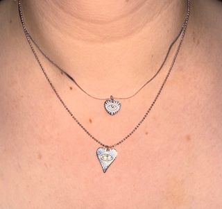 Collar doble Corazón Ojo Cristales Acero