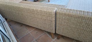 Sofá esquinero exterior tejido y tela