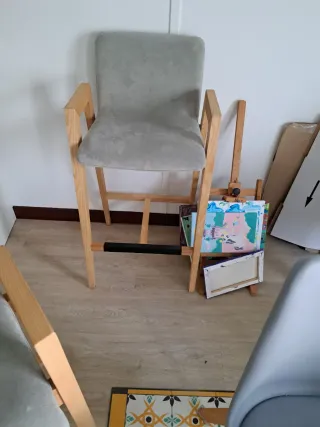 Taburetes de diseño madera y tela