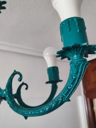 Lampara de brazos vintage restaurada en verde agua