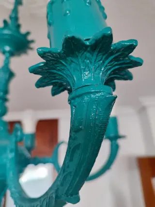 Lampara de brazos vintage restaurada en verde agua