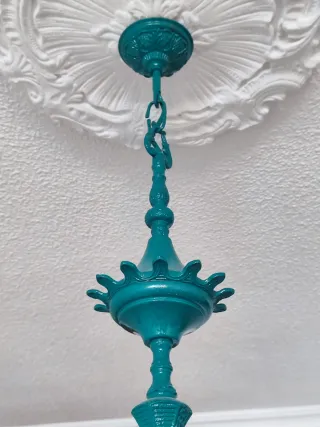 Lampara de brazos vintage restaurada en verde agua