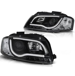 Faros delanteros Audi A3 8P Led Tubelight Negros
