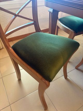 Mesa comedor madera + 6 sillas tapizadas