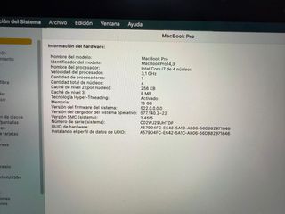 MacBook Pro 15” 2017 Touch Bar core i7 Gris 16GB