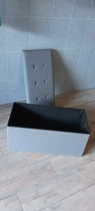 PUFF BAUL ALMACENAJE GRIS 76x38x38 NUEVO