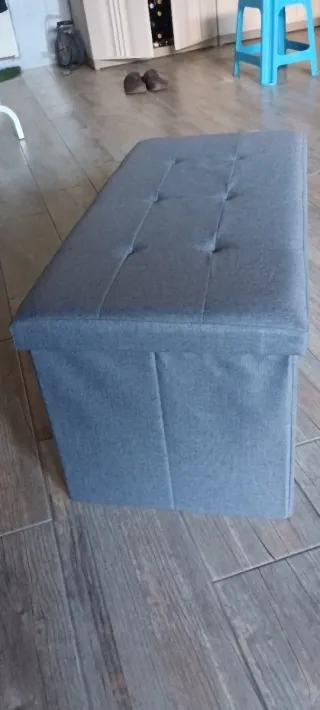 PUFF BAUL ALMACENAJE GRIS 76x38x38 NUEVO