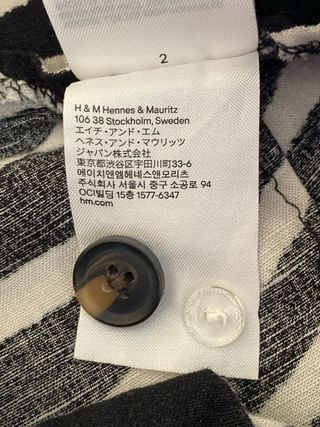 Pantalon 55%lino H&M 36 negro beige tiro alto