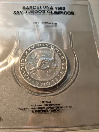 5 Oz moneda Gigante de Plata Pura Gibraltar 1991
