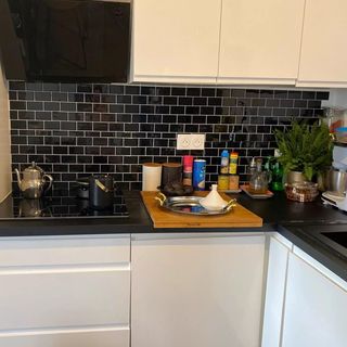 Azulejos Adhesivos 3D Negro Brillante