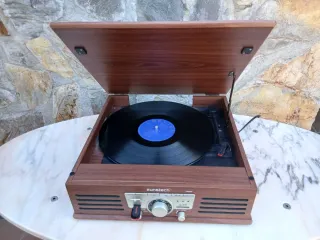 Tocadiscos Sunstech Radio USB Marrón/Plata