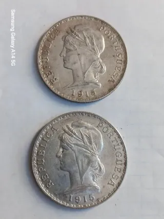 2 Moedas Escudo Portugal 1915 Prata