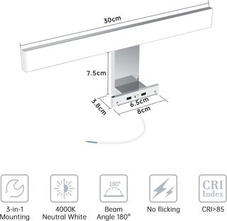 Azhien Lámpara de Espejo Baño LED 5W 500lm,Blanco