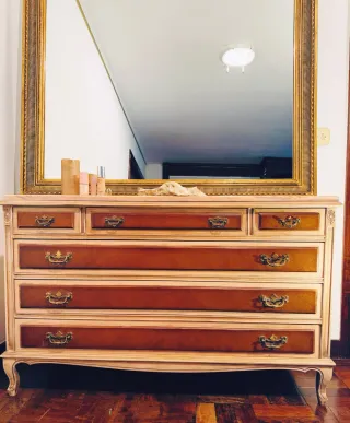 Tocador Vintage Estilo Luis XV/ Espejo