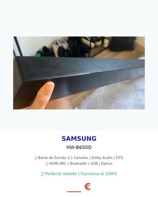 Samsung HW-B650D Barra Sonido 3.1 HDMI