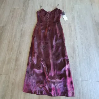 Vestido largo fiesta raso floral