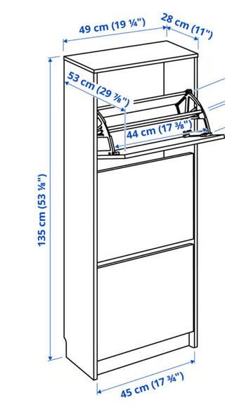 Zapatero blanco IKEA con 3 compartimentos