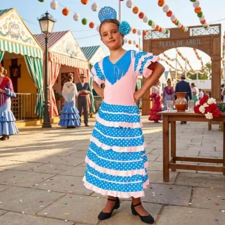 Disfraz Sevillana vestido Flamenca Niña 1-12 Años