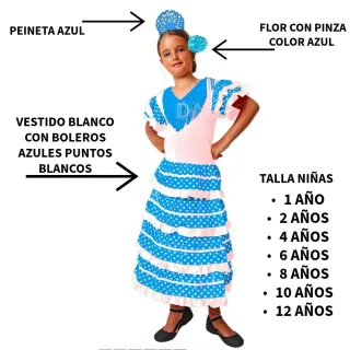 Disfraz Sevillana vestido Flamenca Niña 1-12 Años