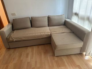 Sofá cama 3 plazas tela beige,