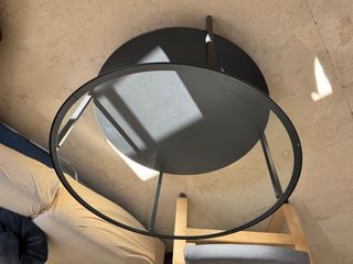 Mesa de centro circular dos alturas cristal