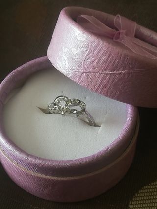 Anillo de aleación de zinc Corazón con Circonitas