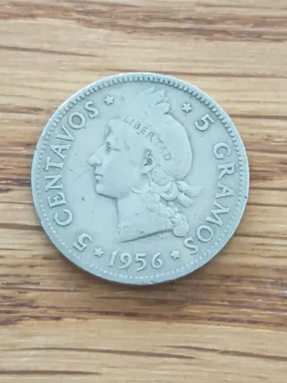 Moneda 5 Centavos República Dominicana 1956