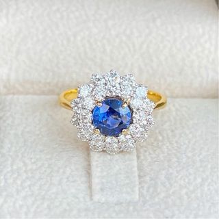 Anillo Oro 18K Zafiro Azul Diamantes 1.32ct