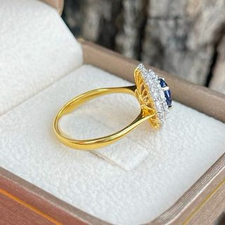 Anillo Oro 18K Zafiro Azul Diamantes 1.32ct