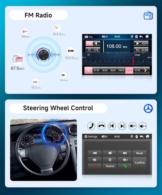 - Podofo Radio Coche 2 DIN con Pantalla 7'' Mirr