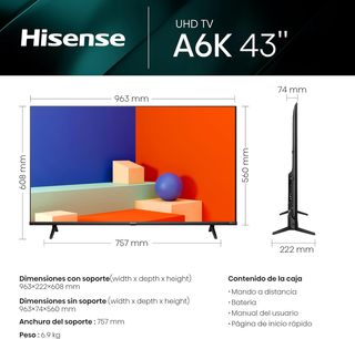 - Hisense TV 65A6K - UHD 4K, Smart TV de 65 Pulg