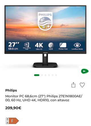 Monitor pc 27” Philips 4k
