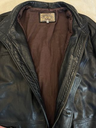 Chaqueta Armani Jeans Cuero Vintage Negra Oversize