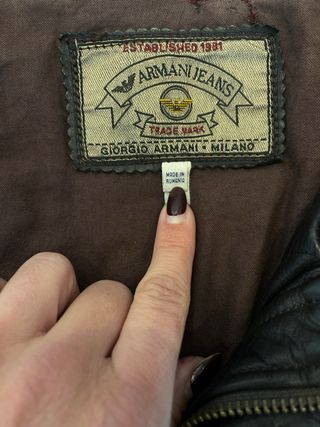 Chaqueta Armani Jeans Cuero Vintage Negra Oversize