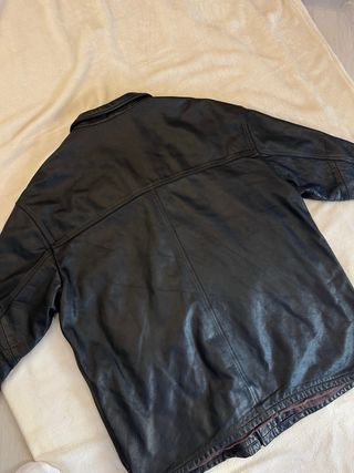 Chaqueta Armani Jeans Cuero Vintage Negra Oversize
