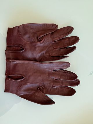 Guantes de piel auténtica color burdeos