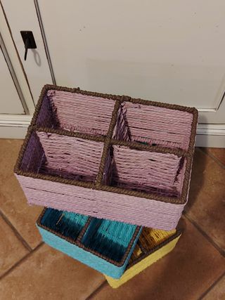 Set 3 Cestini Porta Oggetti Corda