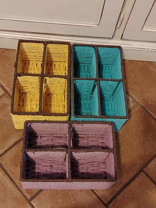 Set 3 Cestini Porta Oggetti Corda