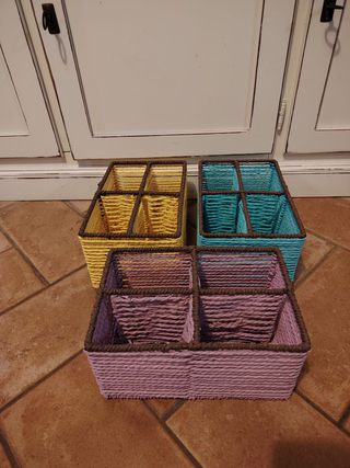 Set 3 Cestini Porta Oggetti Corda