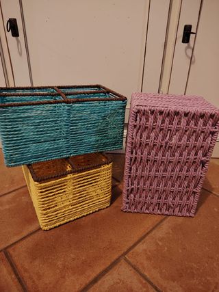 Set 3 Cestini Porta Oggetti Corda