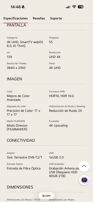 Tv lg 55 pulgadas led