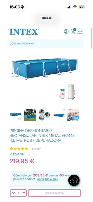 Piscina Intex 4.5m x 2.5m x 0.86m