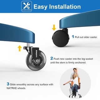 NATRKE Ruedas para Silla Oficina Goma (11mm in ste