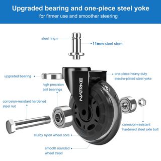 NATRKE Ruedas para Silla Oficina Goma (11mm in ste