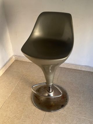 Taburete Giratorio Space Age Gris Plateado