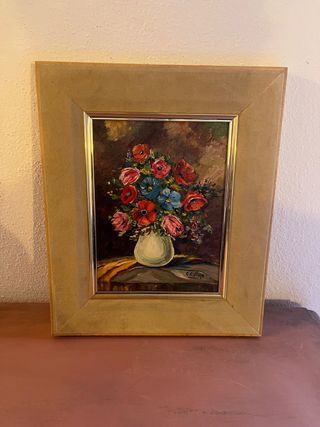Cuadro al óleo de flores
