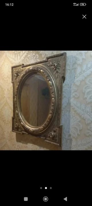 Espejo Antiguo Dorado Ovalado