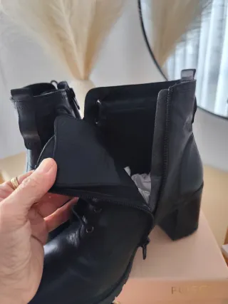 Botines Fosco Piel Negros Talla 40 Tacón 7cm